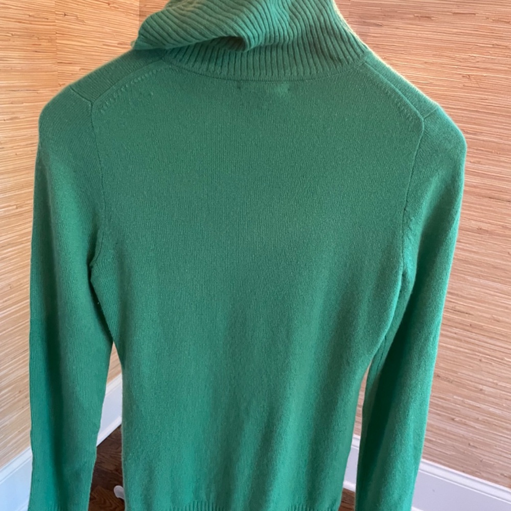 J. Crew Green Cashmere Turtleneck Sweater - Picture 3 of 6